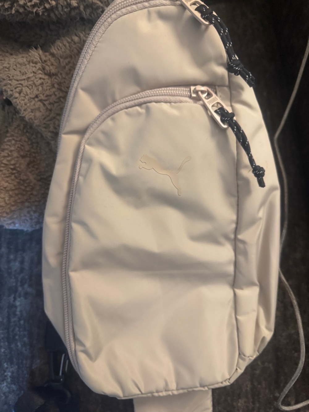 Puma Cream/Off-White Sling Bag with Gold Logo